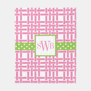 Bamboe & Grosgrain Monogrammed Fleece Blanket Deken