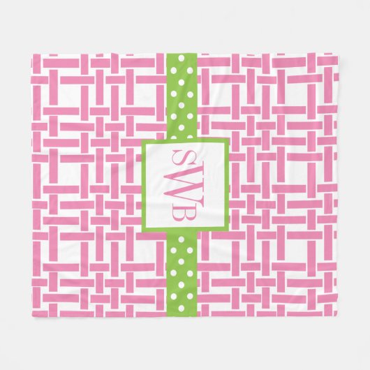 Bamboe & Grosgrain Monogrammed Fleece Blanket Deken (Voorkant (Horizontaal))