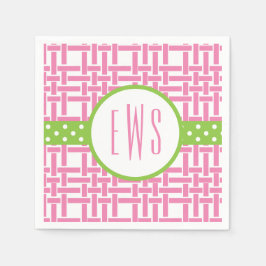 Bamboe & Grosgrain Monogrammed Party Servetten
