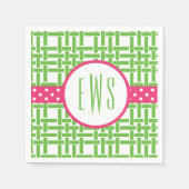 Bamboe & Grosgrain Monogrammed Party Servetten (Voorkant)