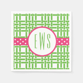Bamboe & Grosgrain Monogrammed Party Servetten