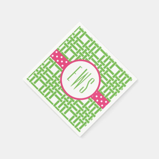 Bamboe & Grosgrain Monogrammed Party Servetten (Hoek)