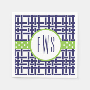 Bamboe & Grosgrain Monogrammed Party Servetten