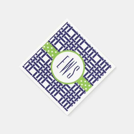 Bamboe & Grosgrain Monogrammed Party Servetten (Hoek)