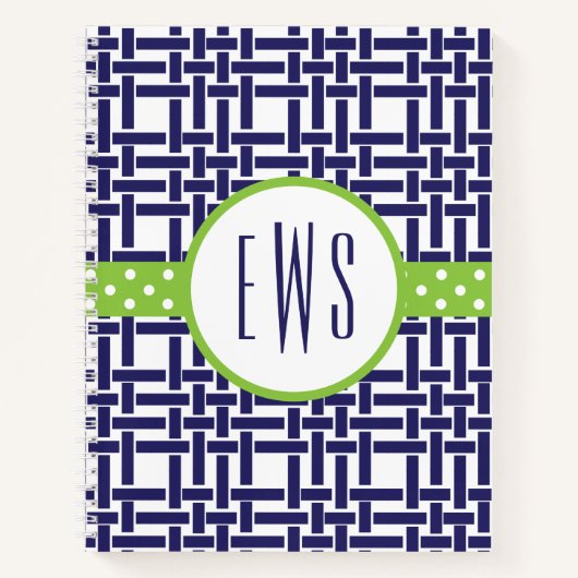 Bamboe & Grosgrain Monogrammen Spiral Notitieboek (Voorkant)