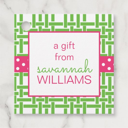 Bamboe & Grosgrain persoonlijke cadeaus of favorie Bedankjes Labels (Voorkant)