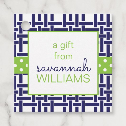 Bamboe & Grosgrain persoonlijke cadeaus of favorie Bedankjes Labels (Voorkant)