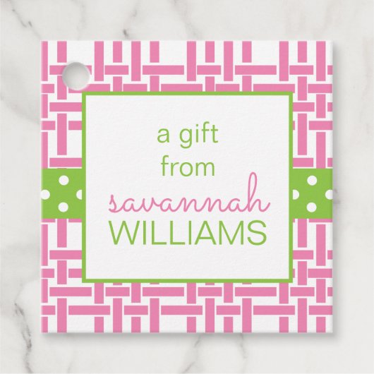 Bamboe & Grosgrain persoonlijke cadeaus of favorie Bedankjes Labels (Voorkant)