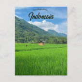 Bamboe Hut in een rijstveld in Indonesië Briefkaart (Voorkant)