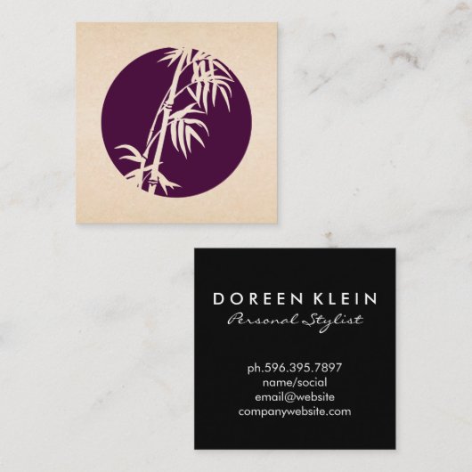 Bamboe Icoon Vierkante Visitekaartje (Voorkant / Achterkant)