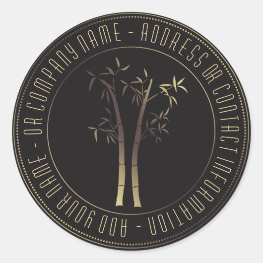 Bamboe in circulair Lijst goud Ronde Sticker (Voorkant)