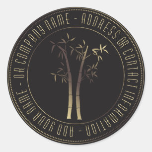 Bamboe in circulair Lijst goud Ronde Sticker