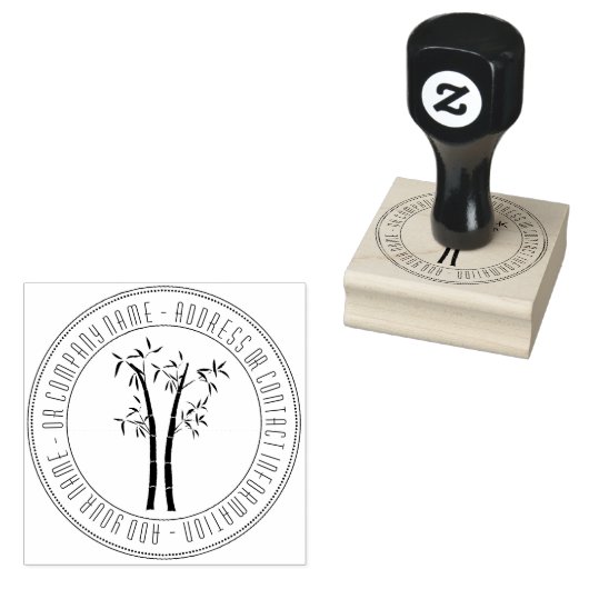 Bamboe in cirkelvormige Lijsten houten stempel (Gestempeld)