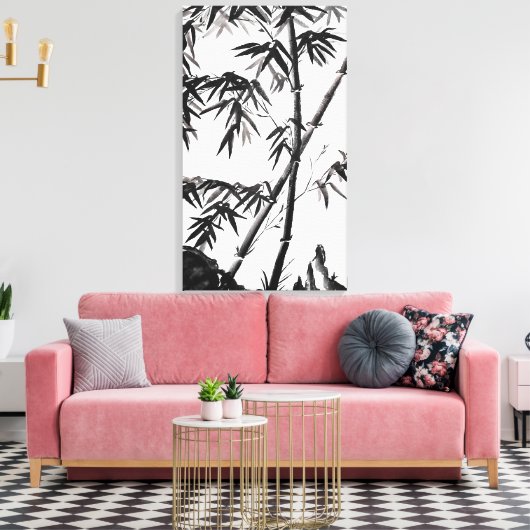 Bamboe in de lente canvas afdruk (Insitu (Woonkamer))