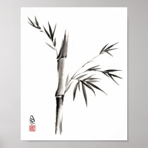 Bamboe in stilte Chinese penseel kunst Poster