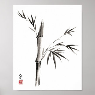 Bamboe in stilte Chinese penseel kunst Poster