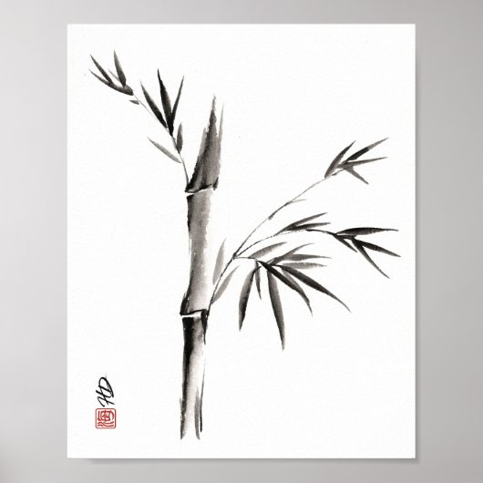 Bamboe in stilte Chinese penseel kunst Poster (Voorkant)