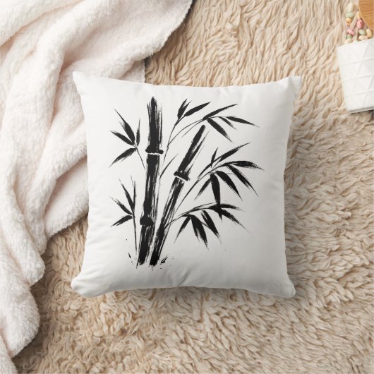 Bamboe Inkt Illustratie – Minimalistisch Zen Kusse Kussen (Deken)