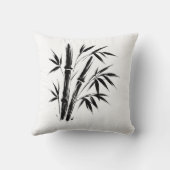 Bamboe Inkt Illustratie – Minimalistisch Zen Kusse Kussen (Achterkant)
