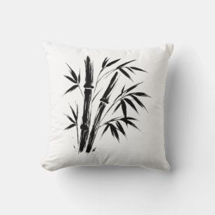 Bamboe Inkt Illustratie – Minimalistisch Zen Kusse Kussen