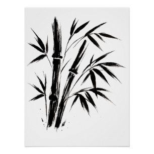 Bamboe Inkt Illustratie – Minimalistisch Zen Poste Perfect Poster
