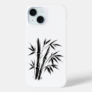 Bamboe Inkt Illustratie – Zen Design op iPhone 15 Case