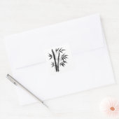 Bamboe Inkt Illustratie – Zen Design op Vierkante Sticker (Envelop)