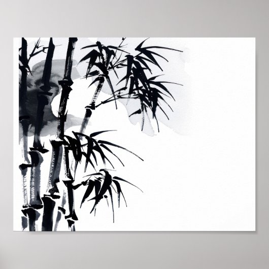 Bamboe Japanse minimale plant. Poster (Voorkant)