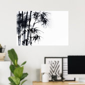 Bamboe Japanse minimale plant. Poster (Thuiskantoor)