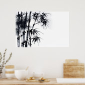 Bamboe Japanse minimale plant. Poster (Keuken)