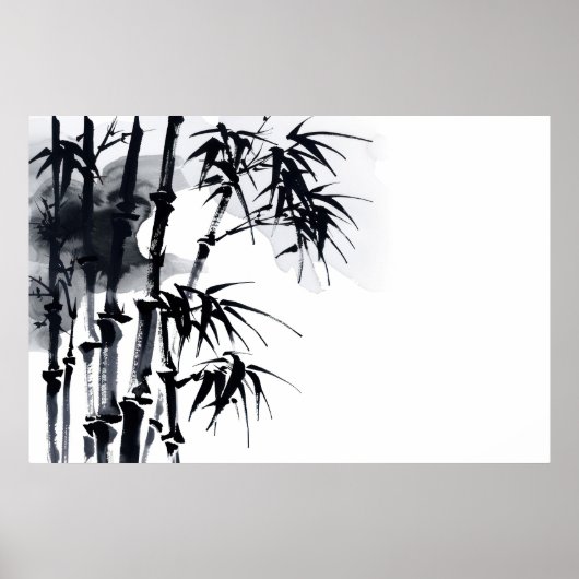 Bamboe Japanse minimale plant. Poster (Voorkant)