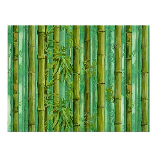 Bamboe Jungle Bos Warm Koel Groen Perfect Poster (Voorkant)
