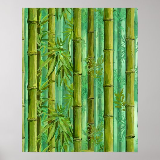 Bamboe Jungle Bos Warm Koel Groen Poster (Voorkant)