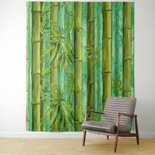 Bamboe Jungle Bos Warm Koel Groen Wandkleed
