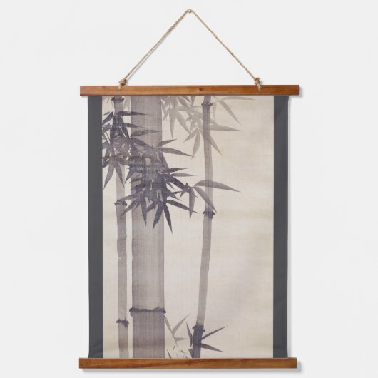 Bamboe, kitsu, inkt schilderen hangend wandkleed (Voorkant)