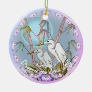 Bamboe Kraanvogels Keramisch Ornament