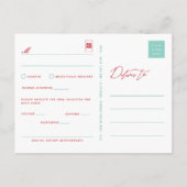 Bamboe laat dubbel geluk met Aziatische bruiloft R Uitnodiging Briefkaart (Achterkant)