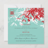 Bamboe laat dubbelgeluk over het Chinese huwelijk Kaart (Achterkant)