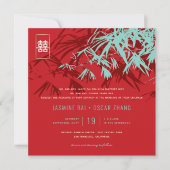 Bamboe laat dubbelgeluk over het Chinese huwelijk Kaart (Voorkant)