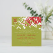 Bamboe laat dubbelgeluk over het Chinese huwelijk Kaart (Staand voorkant)