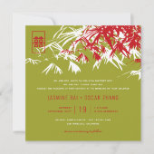 Bamboe laat dubbelgeluk over het Chinese huwelijk Kaart (Voorkant)