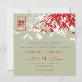 Bamboe laat dubbelgeluk over het Chinese huwelijk Kaart (Voorkant)