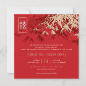 Bamboe laat dubbelgeluk over het Chinese huwelijk Kaart (Voorkant)