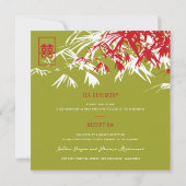 Bamboe laat dubbelgeluk over het Chinese huwelijk Kaart (Achterkant)