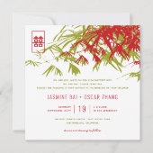 Bamboe laat dubbelgeluk over het Chinese huwelijk Kaart (Voorkant)