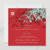 Bamboe laat dubbelgeluk over het Chinese huwelijk Kaart (Achterkant)