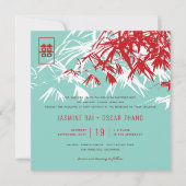 Bamboe laat dubbelgeluk over het Chinese huwelijk Kaart (Voorkant)