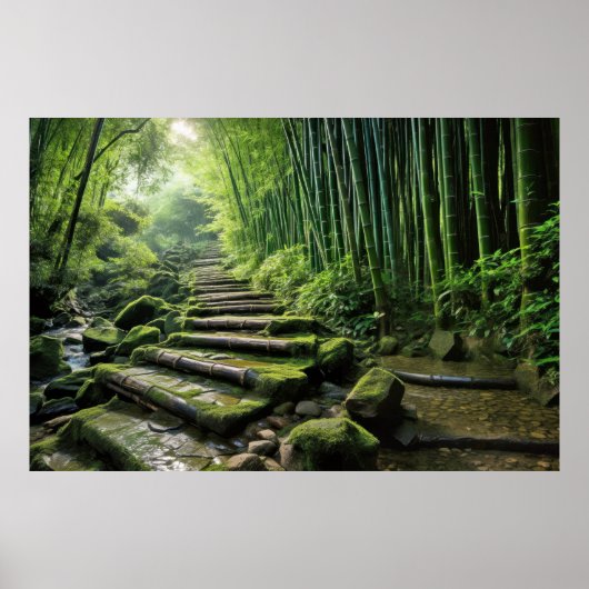 Bamboe Landschap Meditatie Serene Kalm Poster (Voorkant)
