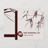 Bamboe leves/oosterse dubbelgeluksweddenschap kaart (Voorkant / Achterkant)