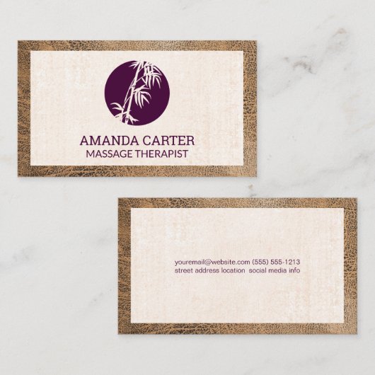 Bamboe Logo | Leer Textuur Visitekaartje (Voorkant / Achterkant)